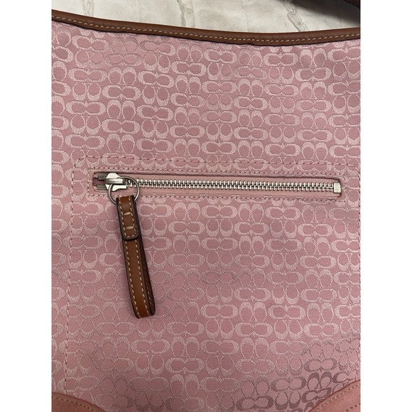 Vintage Coach Pink Signature "C" Jacquard Shoulder Bag Purse Y2K 11x10" - Picture 7 of 10